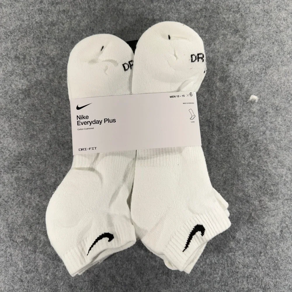 Nike Everyday Plus Cushioned Low Cut Socks 6 Pair Mens XL 12-15 White